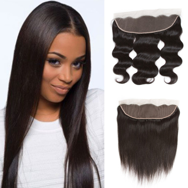 Brazilian Body Wave Virgin Hair Straight Human Hair Weaves with Ear to Ear Frontal Closure Unprocessed Malaysian Indian Peruvian Human Hair