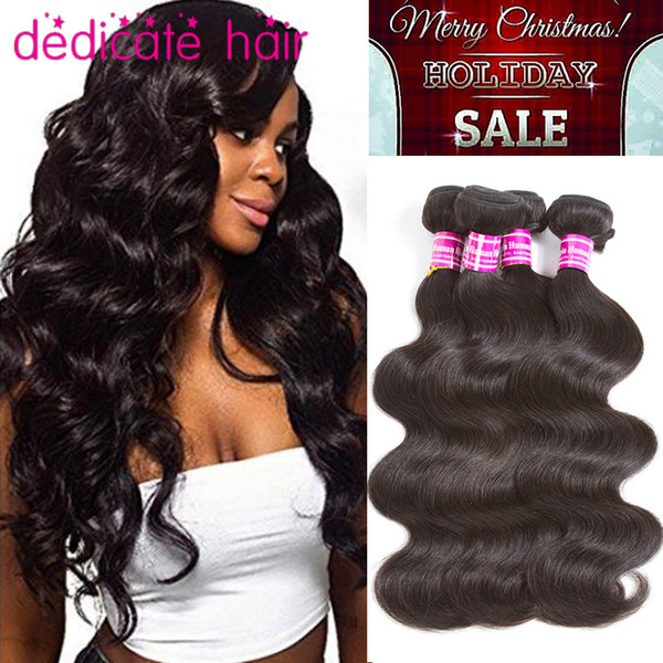 Body Wave Brazilian Hair 100% Unprocessed Virgin Hair Peruvian Wet and Wavy Human Hair Weaves Indian Natural Black Bundles by Dedicate