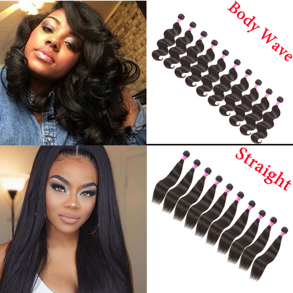 Brazilian Virgin Hair Body Wave,Straight Human Hair Bundles 100% Unprocessed Wet and Wavy Hair Extensions Peruvian Malaysian Indian Hot Sale