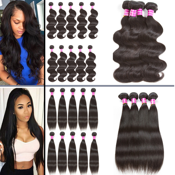 Brazilian Remy Human Hair Bundles 100% Unprocessed 8A Straight Virgin Brazilian Hair Body Wave Weaves Peruvian Virgin Human Hair Extensions