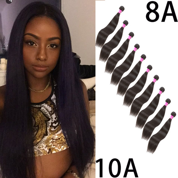 Straight 10A Human Hair Bundles Brazilian Virgin Hair 100% Unprocessed Wet and Wavy Hair Extensions Peruvian Malaysian Indian Hot Sales