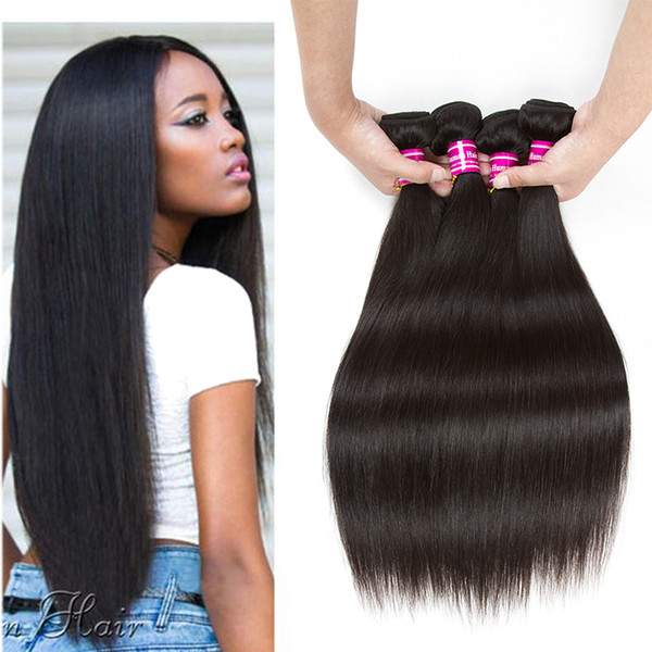 Cheap 8A Brazilian Virgin Hair Weaves Straight Remy Hair Wefts 100% Unprocessed Indian Straight Bundles Wefts Human Hair Extensions