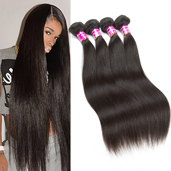 Brazilian Silky Straight Human Hair 4 Bundles Unprocessed Peruvian Hair Weft Wholesale Human Hair for Cheap Dyeable Tangle Free by dedicate