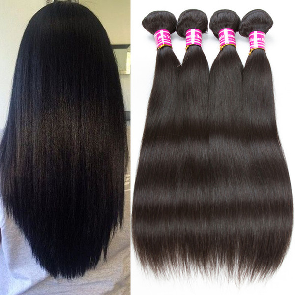 8a Brazilian Hair Weaves Straight Virgin Hair Peruvian Malaysian Indian Unprocessed Natural Color Human Hair Wefts Cheap Items Wholesale