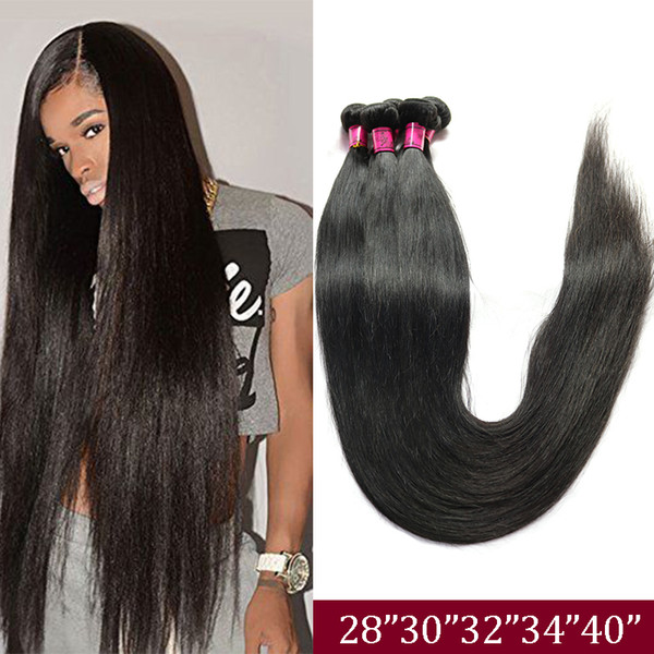 Brazilian Virgin Straight Human Hair Weave Bundles Unprocessed Remy Human Hair Extensions Raw Virgin Indian Hair 28 30 32 34 40 Inch