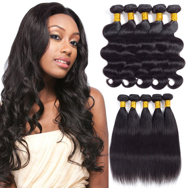 Brazilian Body Wave and Straight Human Virgin Hair Bundles Wholesale Price 10 or 20 or 30 or 50 bundles per lot Free Ship