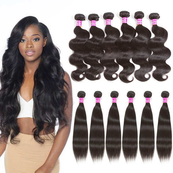 Cheap Brazilian Virgin Human Hair Weave 4 Bundles Or 6 Bundles Per Lot Body Wave Straight Cheap Human Hair Extension