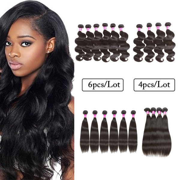 Wewill 10A Brazilian Virgin Human Hair Weaves 4 bundles Or 6 Bundles Body Wave Straight Wet And Wavy Malaysian Human Hair Extension