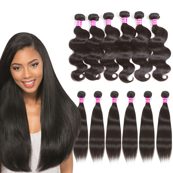 Cheap 10A Brazlian Malaysian Virgin Human Hair Weave Straight Body Wave Style 4pcs Lot Or 6pcs Lot Wet And Wavy Human Hair Wefts