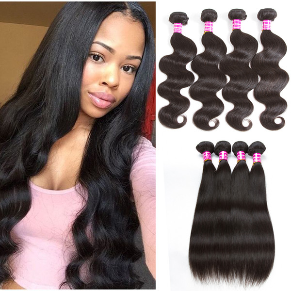 Hot Sale Unprocessed Brazilian Virgin Human Hair Extension 4 Bundles Or 6 Bundles Straight Body Wave Cheap Human Hair Wefts