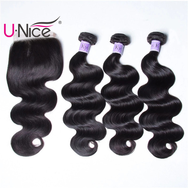 UNice Hair Kysiss Virgin Series Brazilian Body Wave Virgin Hair Bundles With Closure Peruvian Virgin Hair 3 Bundles With Closure Wholesale