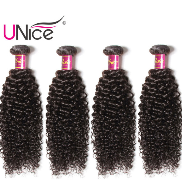 UNice Hair Wholesale 4 Bundles Virgin Human Hair Indian Curly Wave Bundle Brazilian Curl Hair Weaves Nice Bulk Peruvian Cheap Remy Wefts