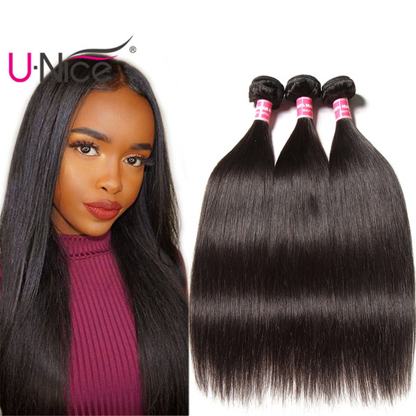 UNice Hair Raw Indian Virgin Straight 4 Bundles Human Hair Extensions Remy Human Hair Weave Bundles Wholesale Silk Bundle Cheap Bulk