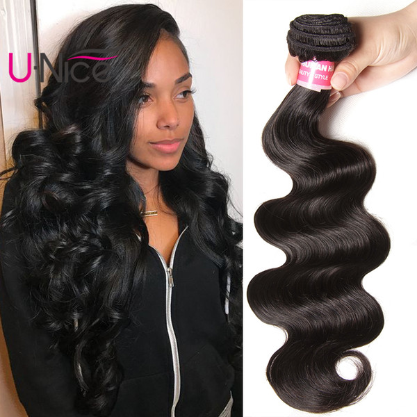 UNice Hair Virgin 8A 4 Bundles Indian Body Wave Human Hair Extensions Remy Indian Hair Bundle Body Wave Wholesale Wet And Wavy Wefts