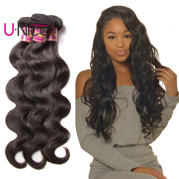 UNice Hair Peruvian 4 Bundles Body Wave Indian Virgin Human Hair Bundle Brazilian Hair Weaves Natural Color Wholesale Wet And Wavy 100% Remy