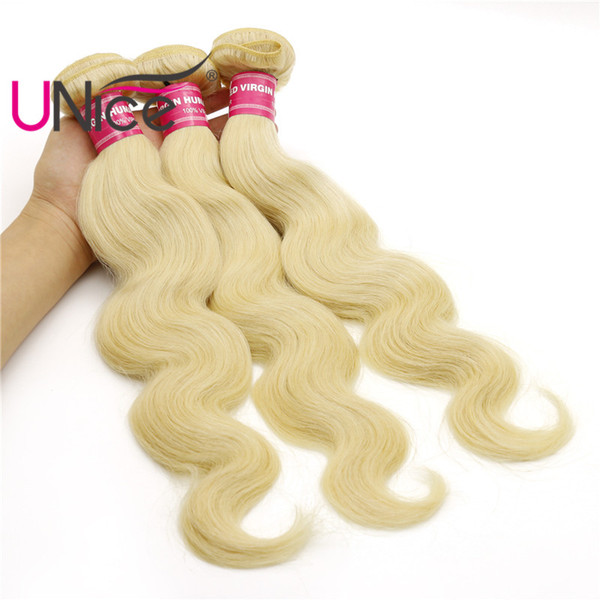 UNice Hair Virgin Brazilian 3 Bundles 613 Blonde Body Wave Hair Wholesale 100% Human Hair Extensions Indian Peruvian Nice Bulk Wet And Wavy