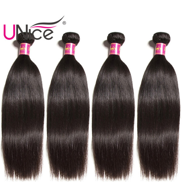 UNice Hair Virgin Human Hair 4 Bundles Indian Straight Bundle Wholesale Silk Brazilian Straight Hair Weaves Cheap Nice Bulk Peruvian Remy