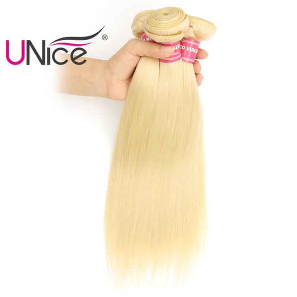 UNice Hair 3 Bundles 613 Brazilian Straight Blonde Virgin Hair Wholesale 100% Human Hair Extensions Indian Peruvian Cheap 8A Nice Bulk