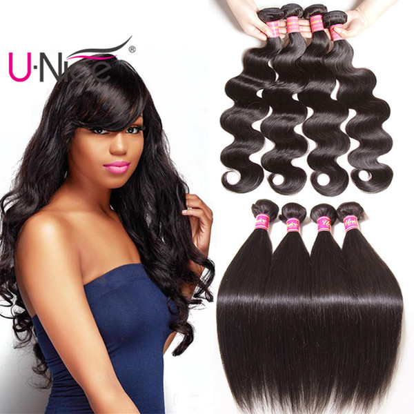 UNice Hair Virgin Brazilian Straight Hair Bundles Brazilian Body Wave Bundles Wholesale 3 Bundles Remy Human Hair Extensions Bulk Wholesale