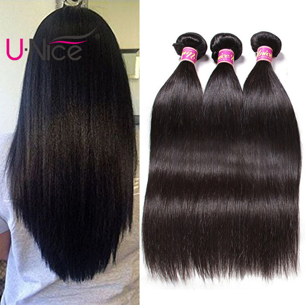 UNice Hair 8A Virgin 3 Bundles Indian Straight Human Hair Bundles Raw Indian Hair Weaves 8-30 inch Cheap Cuticle Aligned Wholesale Bulk