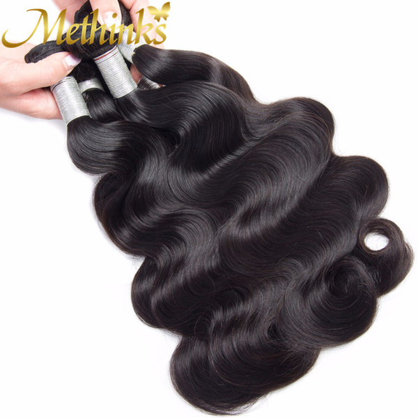 Methinks Hair Raw Indian Hair Bundles 4Pcs/Lot 100% Remy Human Hair Weave Bundles Natural Black Color 8-30 inch Indian Body Wave