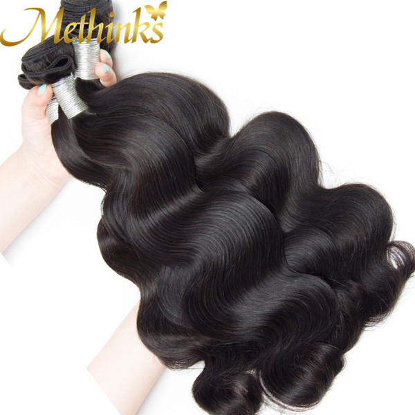 Methinks Hair Malaysian Body Wave 3 Bundles Double Sealed Hair Weave Extension Natural Black Color 100% Remy Human Hair Bundles