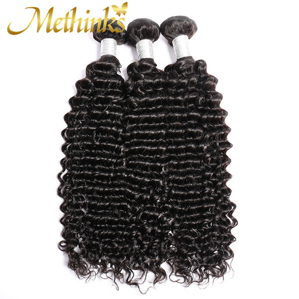 Methinks Hair Peruvian Deep Wave Bundles 3 Pcs/Lot 100% Remy Human Hair Weave Bundles Peruvian Hair Bundles Natural Black Color