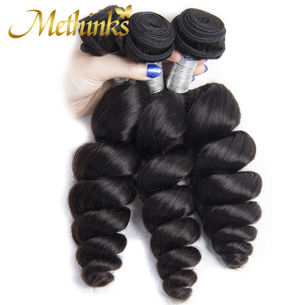 Methinks Hair Company Malaysian Loose Wave Hair Bundles 3Pcs/Lot Natural Black Color 100% Remy Human Hair Weave Bundles Can Be Dyed