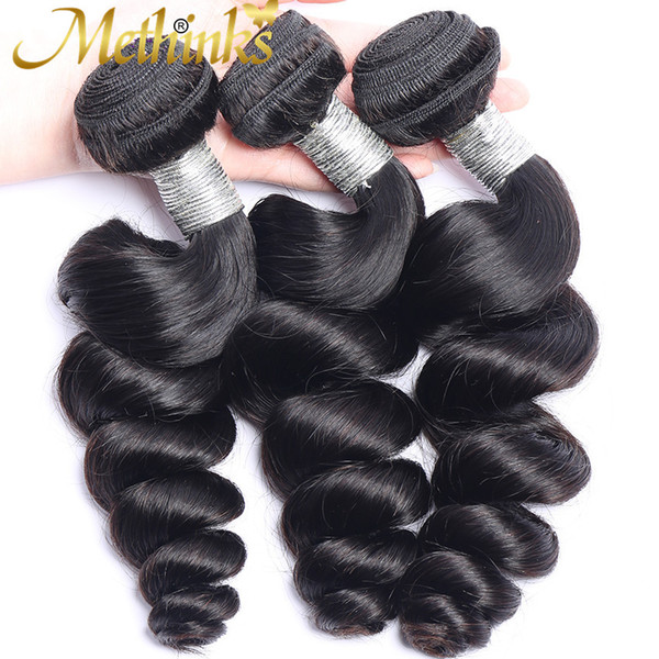 Methinks Hair Brazilian Loose Wave 3 Bundles Natural Color Brazilian Hair Weave Bundles Remy Hair Extension 100% Human unprocessed Bundles