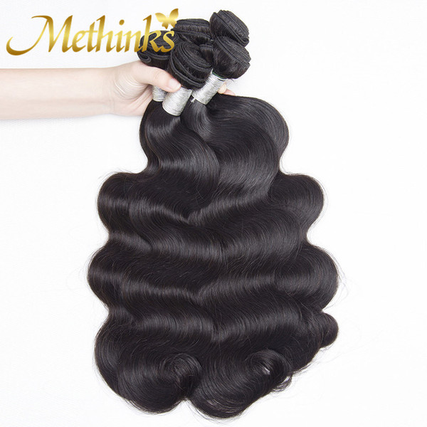 Methinks Hair Malaysian Body Wave 4 Bundles Deal 100g/Piece Natural Black Color Remy Hair Extensions 100% Human Hair Weave Bundles