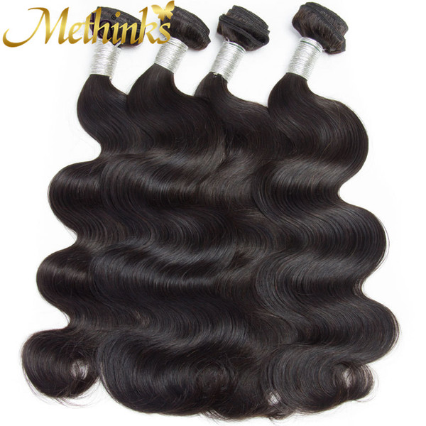 Methinks Hair Brazilian Body Wave 4 Bundles Deal 100% Human Hair Weave Bundles Natural Black Color Remy Human Hair Extensions