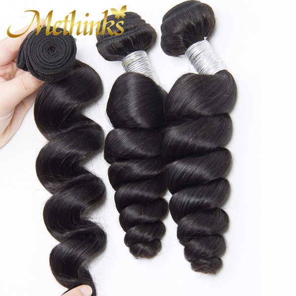 Methinks Hair Brazilian Loose Wave 3 Bundles Bouncy Virgin Hair Natural Black Color Extension 100% Raw Unprocessed Human Hair Weave Bundles