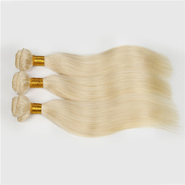 European blond #613 100% Unprocessed Remy Human Hair weave white Blonde Straight 4 bundles virgin Hair sew in hair Extensions 