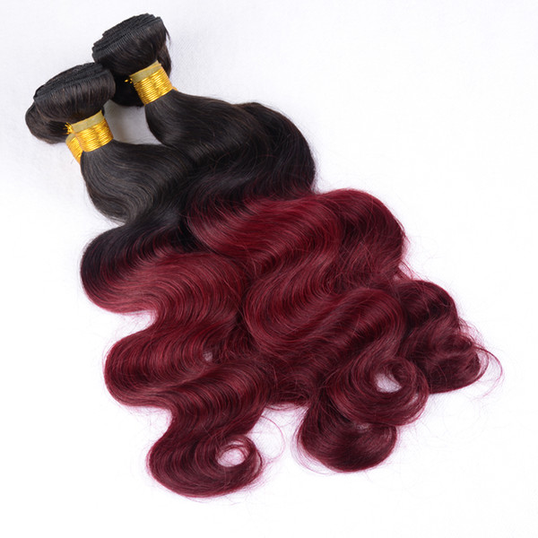 Malaysian Virgin Hair Body Wave 3Pcs Natural Black 1B/Burgundy 100% Unprocessed Remy Human Hair Weaves Cheap Indian Virgin Hair Extensions