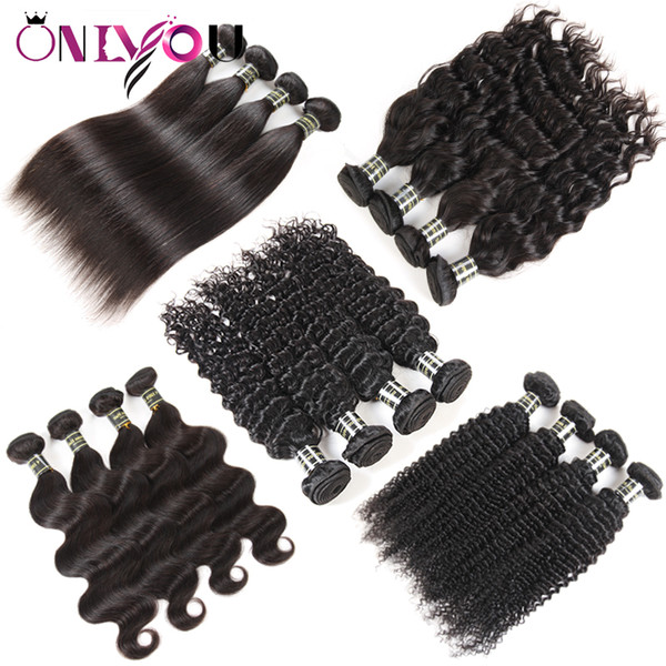 10A Grade Brazilian Virgin Hair Human Hair Extensions Weave 5 or 6 Bundles Straight Hair Body Deep Water Wave Kinky Curly Natural Black