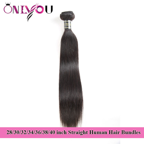 Onlyou Hair Products Raw Indian Straight Human Hair Bundles 28 30 32 34 36 38 40 inch Weaves Bundles Brazilian Virgin Hair Extensions