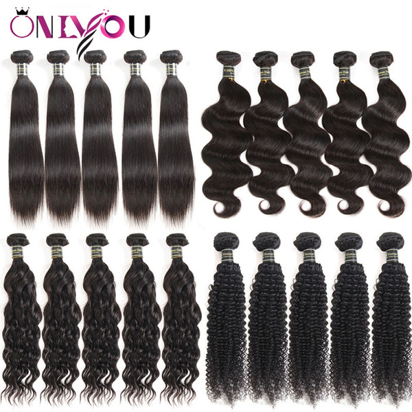 Brazilian Virgin Hair Extensions 5pcs/lot Soft Human Hair Weave Bundles Kinky Curly Body Deep Water Wave Straight Remy Hair Wefts Peruvian