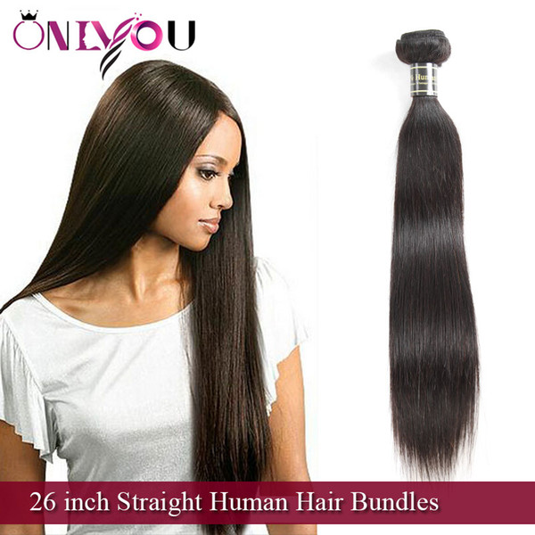 9a Brazilian Virgin Hair Extensions 26 inch Straight Human Hair Bundles Peruvian Raw Indian Malaysian Remy Hair Straight Weaves Bundles