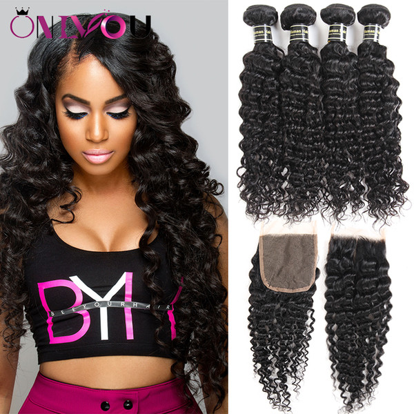 Brazilian Virgin 4 Bundles Straight Body Wave Deep Kinky Curly Human Hair Weave 4 Bundles with Closure 13x4 Lace Frontal Ear to Ear