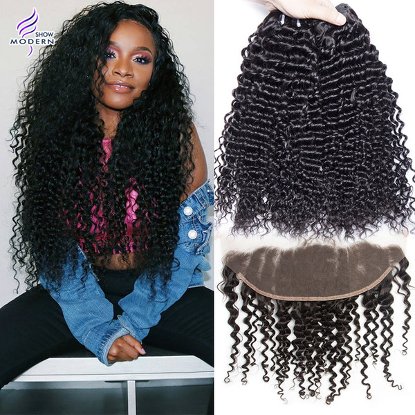 Brazilian Virgin Hair 4 Bundles with Frontal Closure Ear to Ear Lace Frontal Closure with Baby Hair Brazilian Curly Weave Human Hair Weave