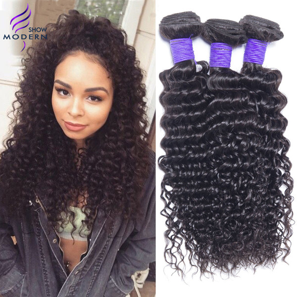 3 Bundles Modern Show Brazilian Curly Virgin Hair Deep Wave Unprocessed Human Hair Extensions 100g/pc