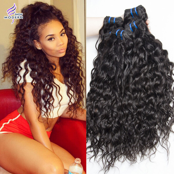 Brazilian Virgin Hair Water Wave 3 Bundles Wet And Wavy Unprocessed Human Hair Extensions Brazilian Loose Curly Hair Weaves Natural Black