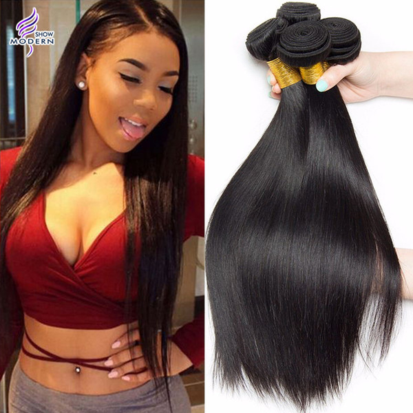 Indian Human Hair Bundles Indian Straight Hair Weave 4 Bundles Indian Virgin Hair Weave Bundles Extensions Natural Color 1B Can be Dyed