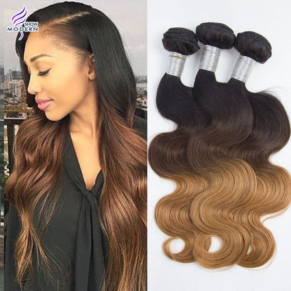 8A Brazilian Virgin Hair Body Wave Ombre Human Hair Bundles Three Color 1b/4/27 Brazilian Remy Human Hair Weaves Body Wave 3 Bundles