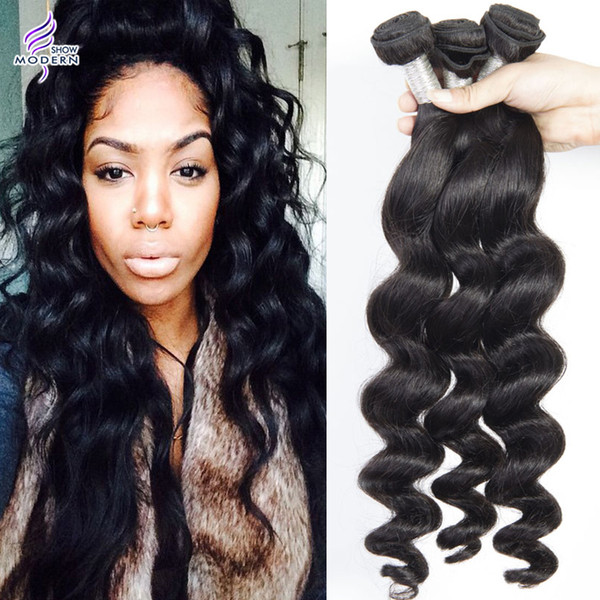 8A Brazilian Loose Wave Virgin Human Hair 100% Brazilian Human Hair Weave Natural Black 3 Bundles Loose Wave Brazilian Hair Extensions