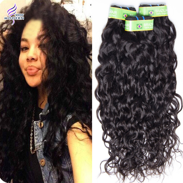 Unprocessed Brazilian Virgin Hair Modern Show Hair Brazilian Human Hair Water Wave Brazilian Water Wave 4 Bundles Natural Wet And Wave