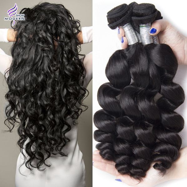 Unprocessed Brazilian Hair Weave Human Hair Bundles Loose Wave Hair Extensions 10-30 Inch Natural Black 1b