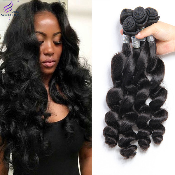 Modern Show Hair 4 Pcs Brazilian Loose Wave 100% Human Hair Bundles Natural Remy Hair Weave Extensions 10''-28'' 