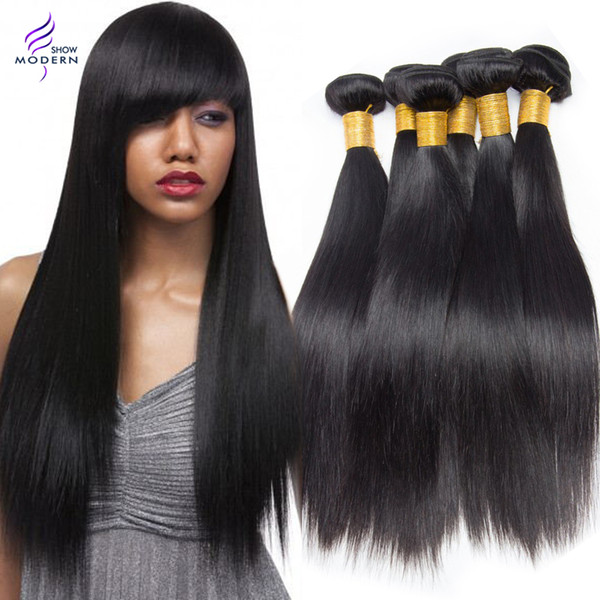 Brazilian Virgin Hair Straight Hair Bundles 3/4 Bundles Deal 100% Unprocessed Brazilian Straight Human Hair Weave Natural Black 1b