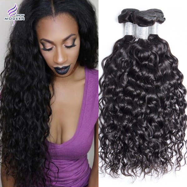 3 Bundles Peruvian Human Hair Weave Bundles Wet and Wavy Peruvian Virgin Hair Water Wave Human Hair Bundles Natural Color 1B Can be Dyed